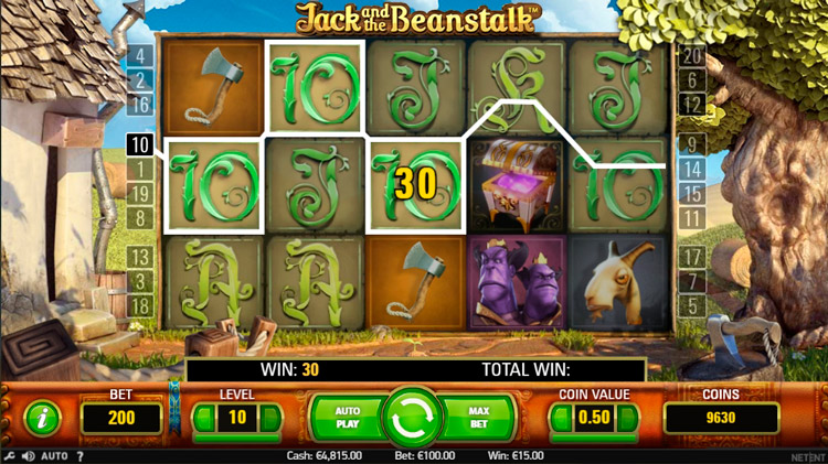 Выигрыш в автомате Jack and the Beanstalk